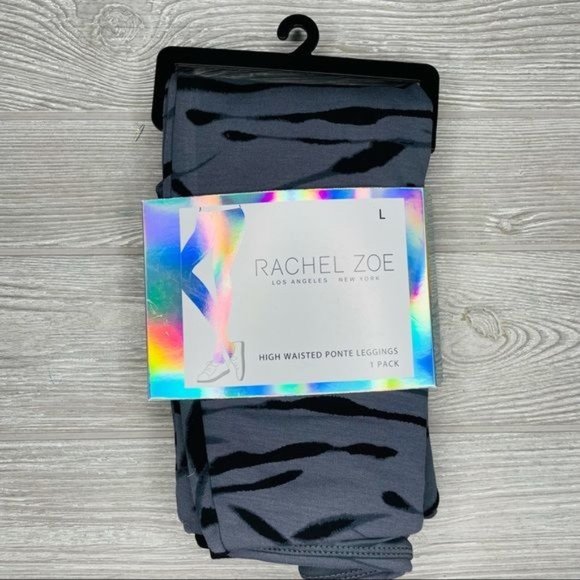 Nwt Rachel Zoe high waisted ponte leggings stretch lounge wear zebra print large - Picture 1 of 3
